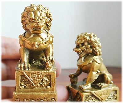 魔除け真鍮製の獅子の置物[2体セット]開運風水グッズ 風水置物 魔除け