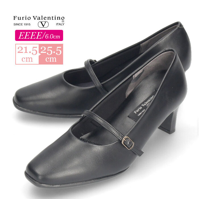 爆買 パンプス 黒 フォーマル ヒール 4E 幅広 6453 ブラック