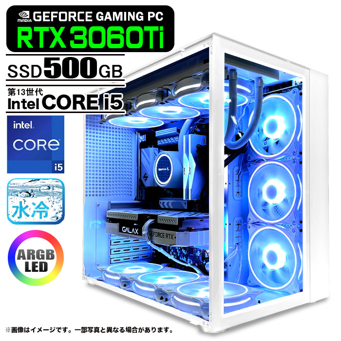 PASOUL ゲーミングPC 白色海景房 HJF-ATX(WH)水冷 GeForce RTX3060Ti