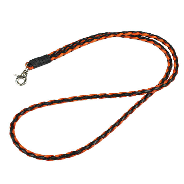 Mサイズ ネックストラップ 本革 ヌメ革 編込み レザー 携帯 ID スマホ