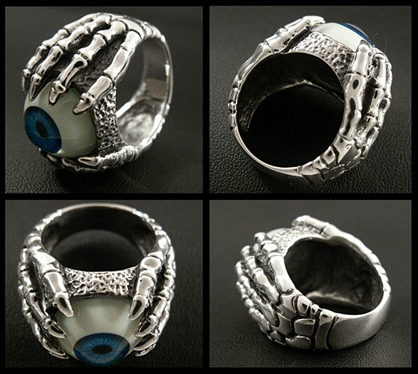 シルバーリング リング 指輪 ドクロハンド 目玉 義眼 シルバー925 （ID