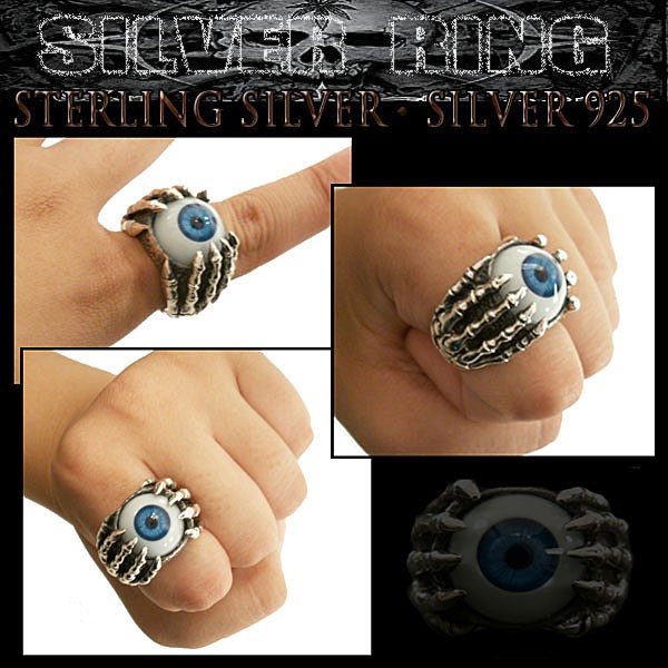 シルバーリング リング 指輪 ドクロハンド 目玉 義眼 シルバー925 （ID