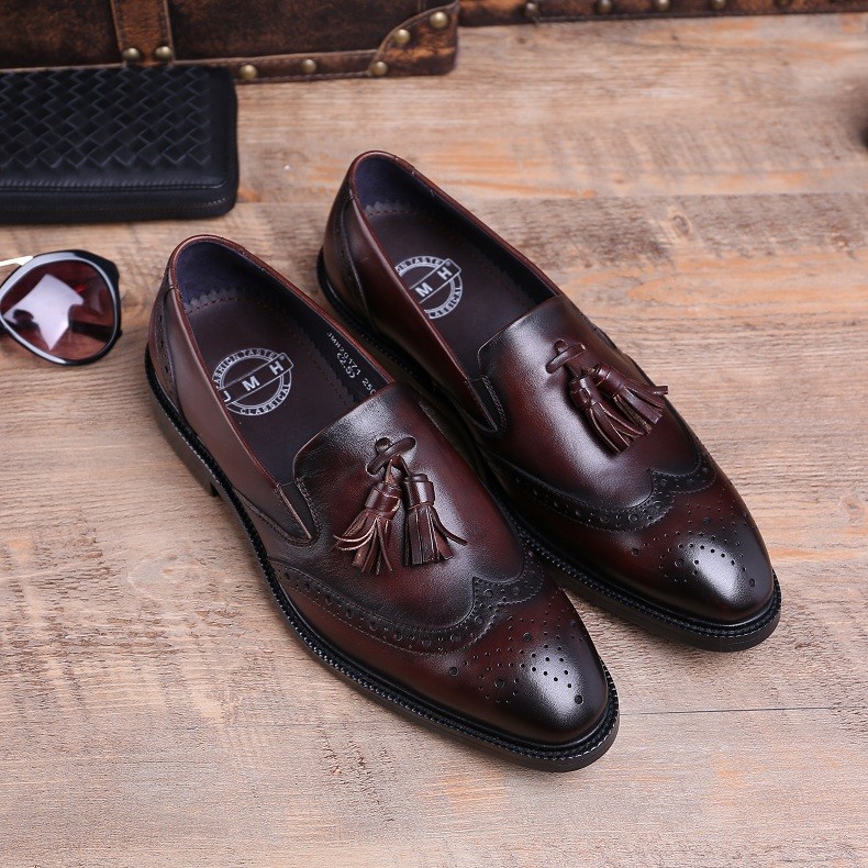定番 メンズビジネスシューズ タッセルローファー 本革 レザー 牛革