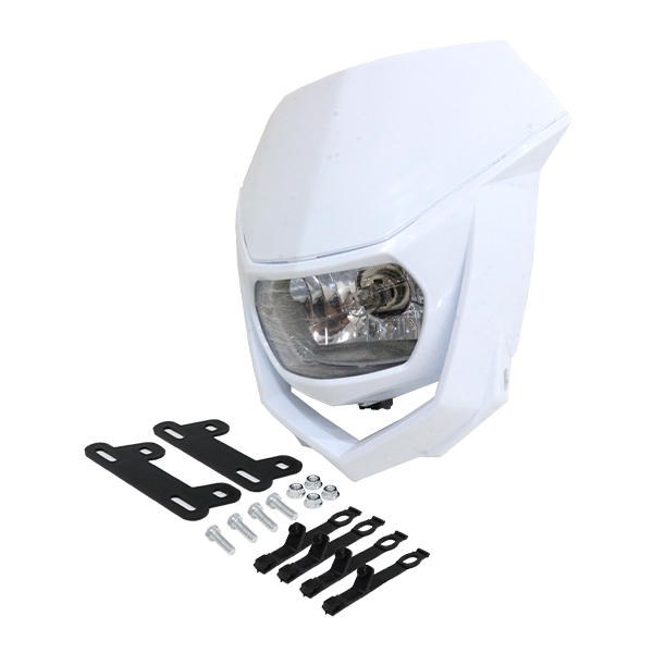 ヘッドライト カウル ホワイト/白 マスク エンデューロ H4HI/LO切替
