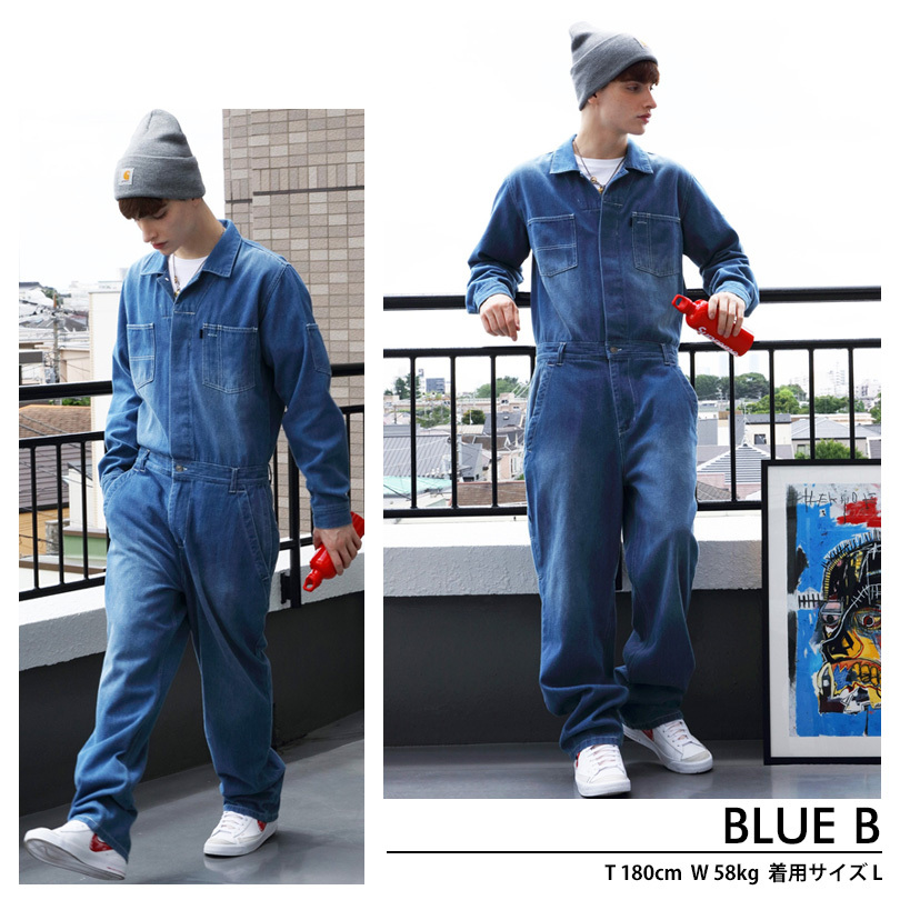 8 つなぎ メンズ オールインワン デニム ツナギ オーバーオール