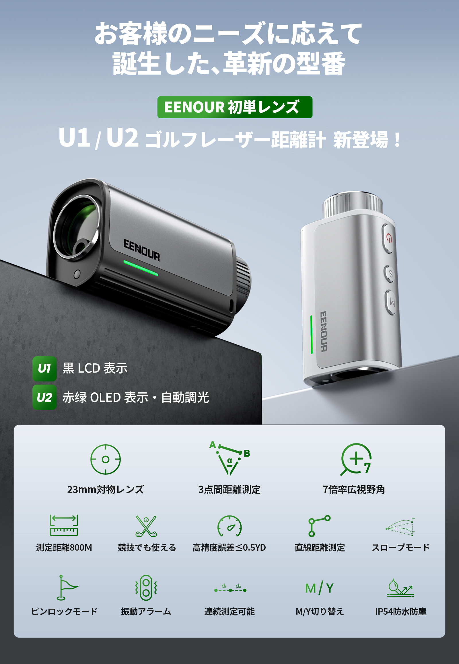 EENOUR EENOUR U1 ゴルフ距離計 レーザー距離計 23mmの超大レンズ ミニ