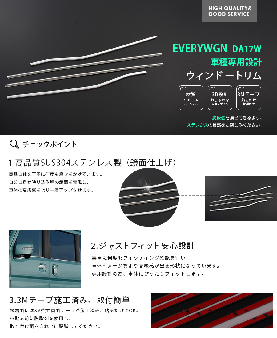 特価SALE スズキ エブリイワゴン DA17W サイド ウィンドウトリム