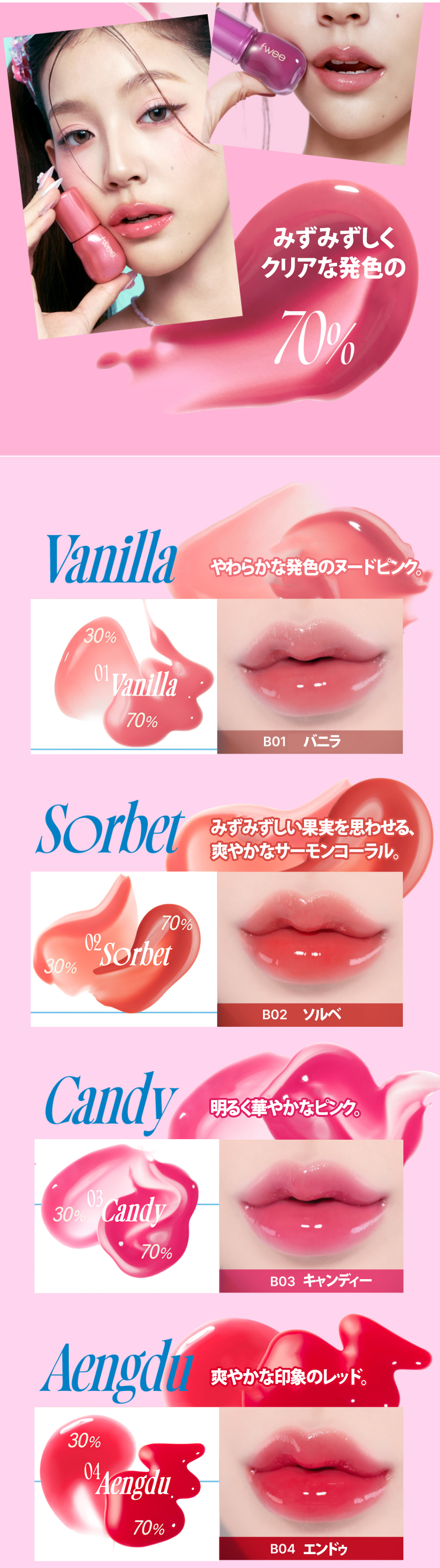 fwee（フィー） 3D ボリューミング グロス 70％ 5.3g / ティントリップ