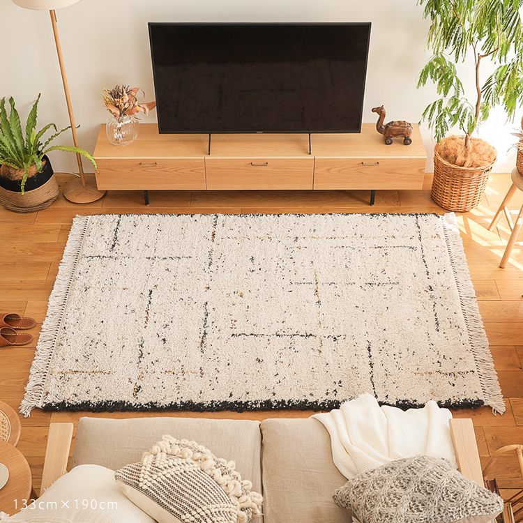 ラグマット BIANCA LINE-DOT 133×190 ウィルトン織り 長方形 ホット