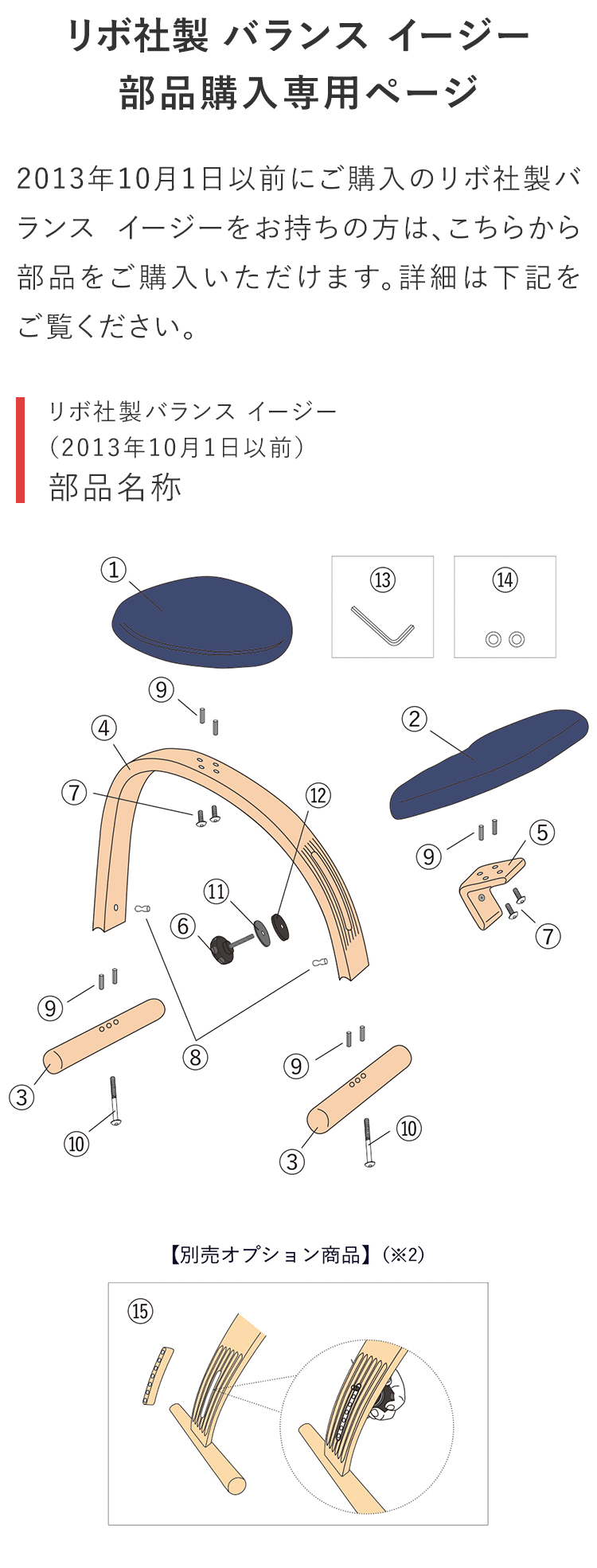 旧型リボ社製バランスチェア・イージー：アフターパーツ／膝クッション