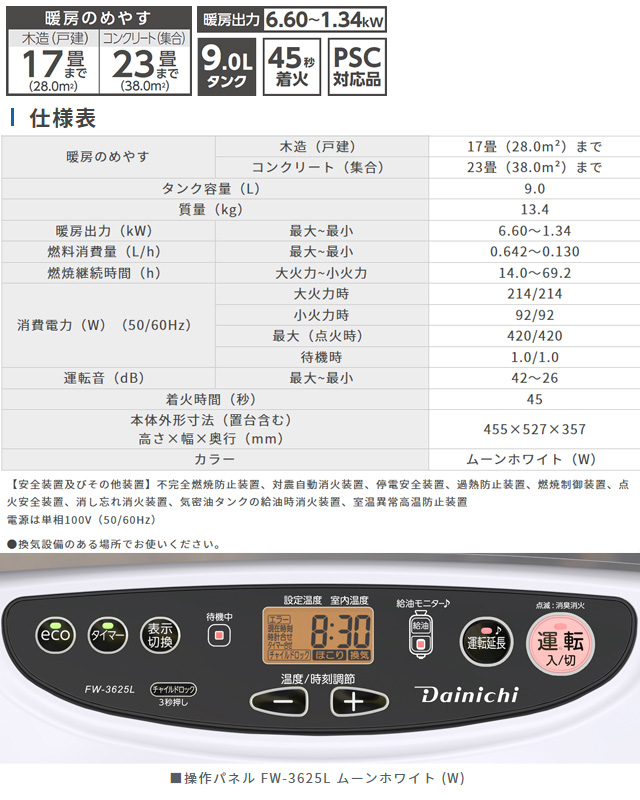 メーカー在庫あり】Lタイプ ヒーター・ストーブ 木造17畳まで コンクリ