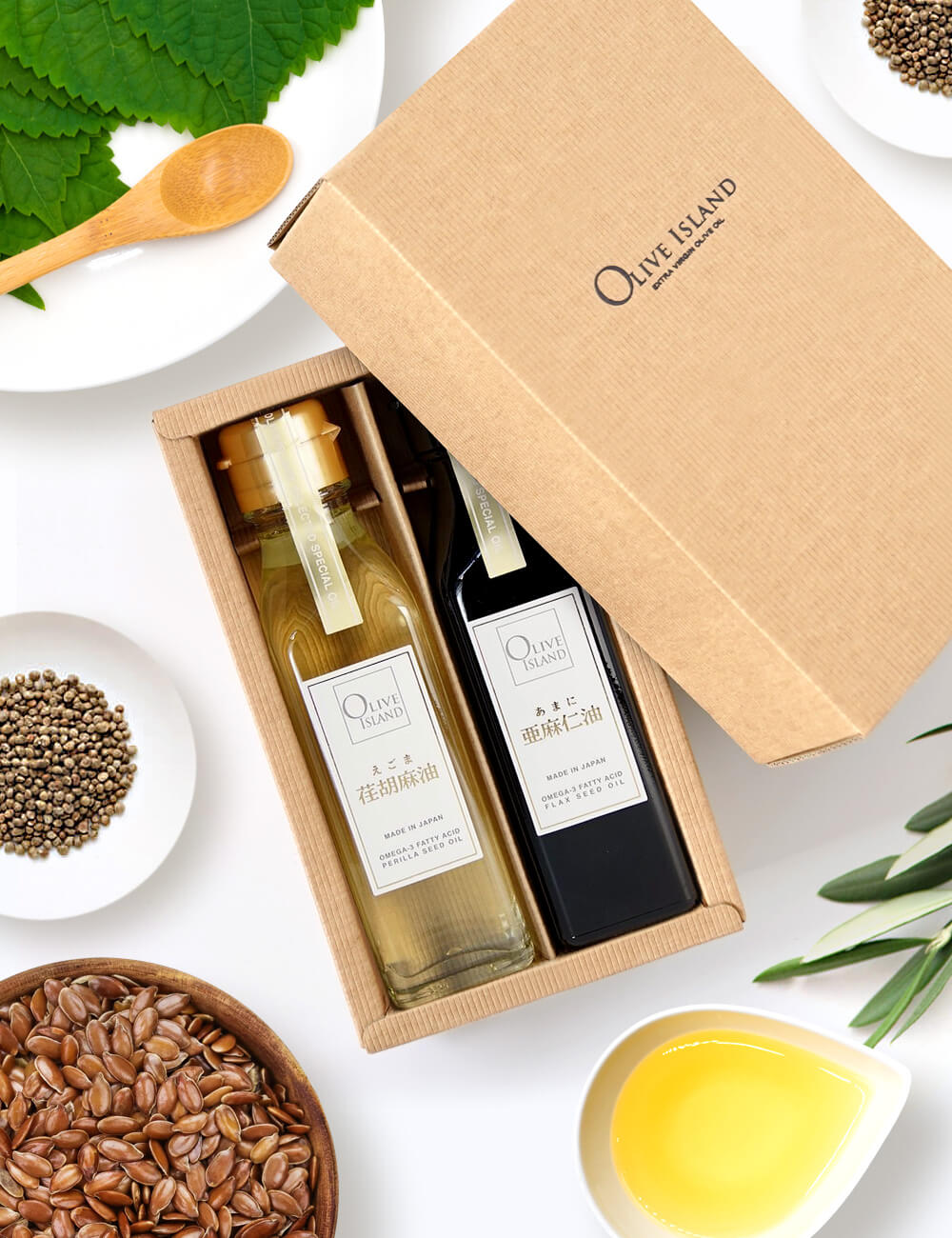 BOX入り調味料ギフトセット 荏胡麻油・亜麻仁油 120ml×2【各1計2本入り
