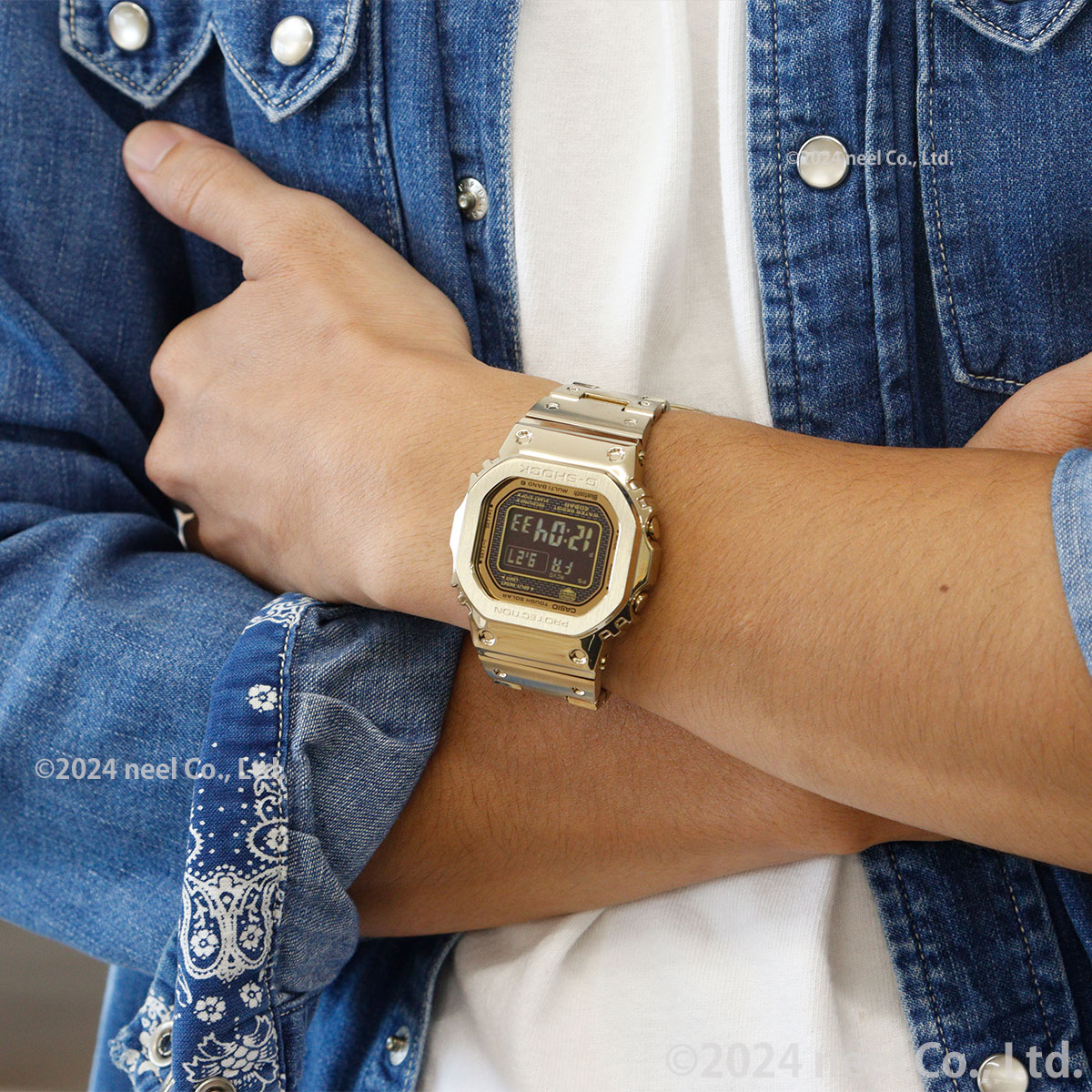 Gショック 電波ソーラー メンズ デジタル 腕時計 フルメタル ゴールド