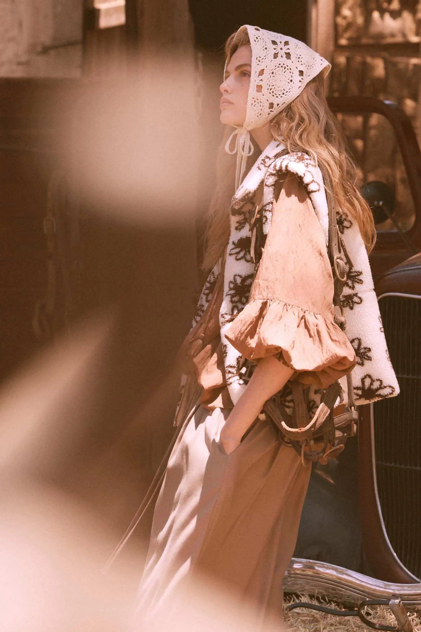 Winter Garden Floral-Print Sherpa Fleece Vest