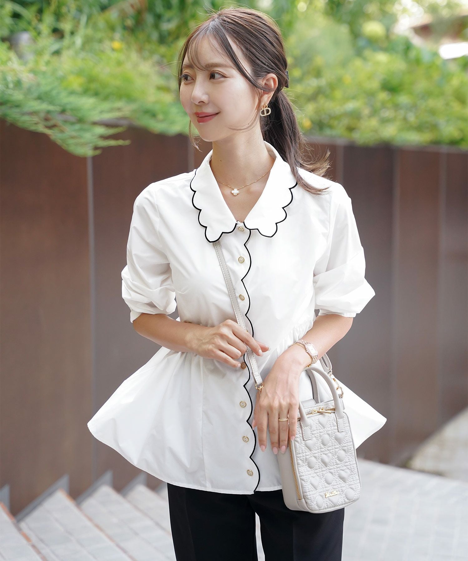 撥水 スカラップ 襟 ブラウス le reve vaniller 全3色｜lvn831-2100【1】