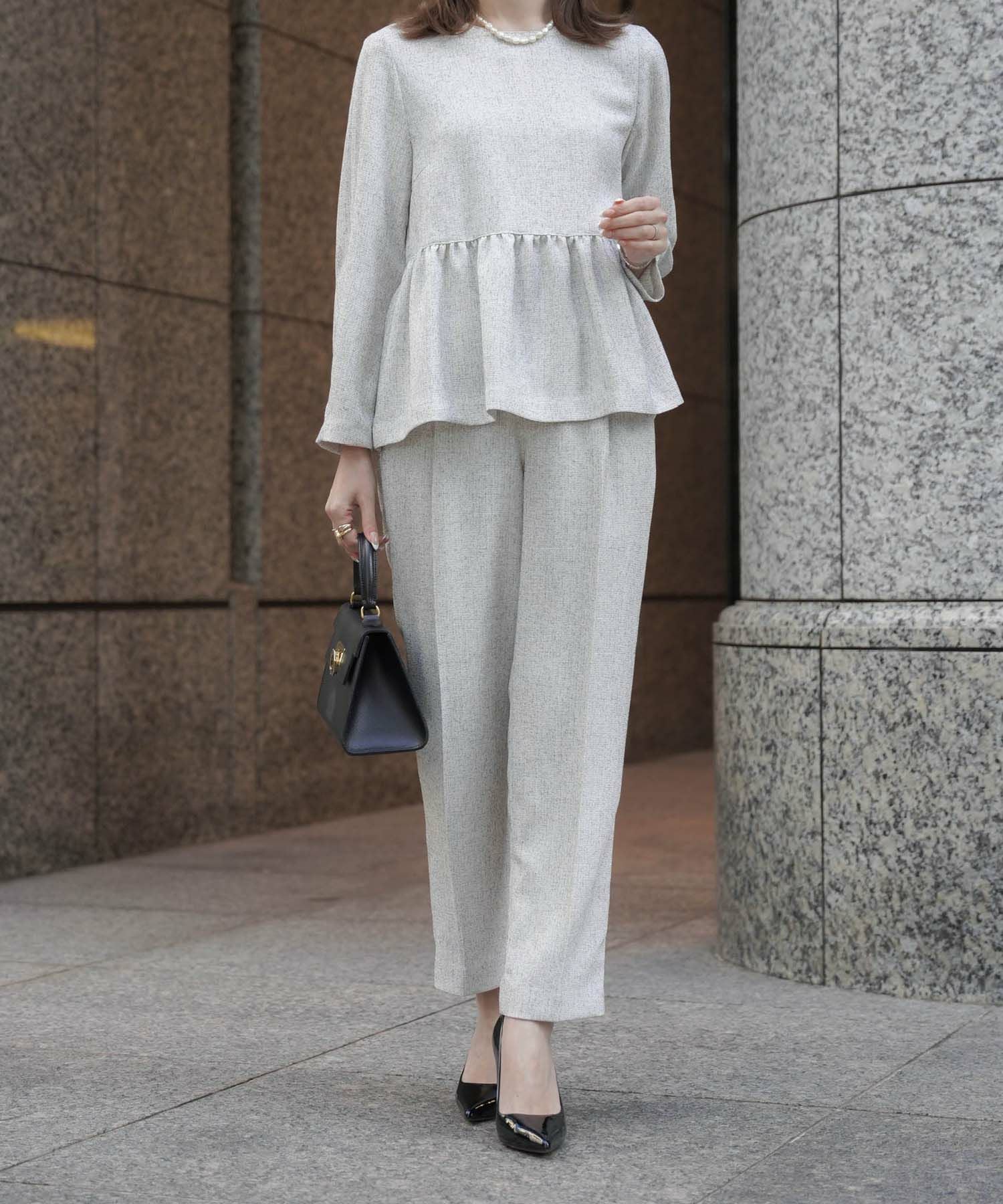 セレクト オケージョン ツイード ペプラム トップス HUIT 全2色