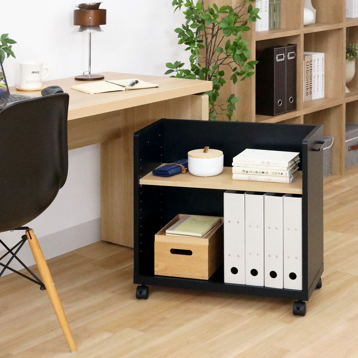 サイドワゴン ラック 幅30cm 高さ60cm ホワイト 白 キャスター付