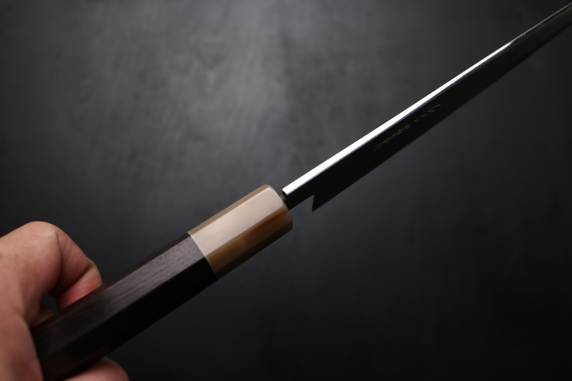 白鷺 牛刀 和包丁 墨流 (ダマスカス) 青一鋼 黒檀八角水牛 7寸