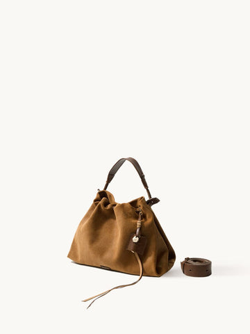 Medium Gather Suede Bag | Drawstring Leather Tote – Songmont