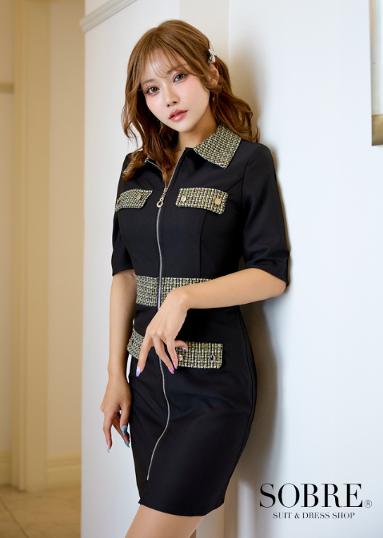 ポイントMIXツイードワンピース | キャバドレス・ミニドレス・スーツ