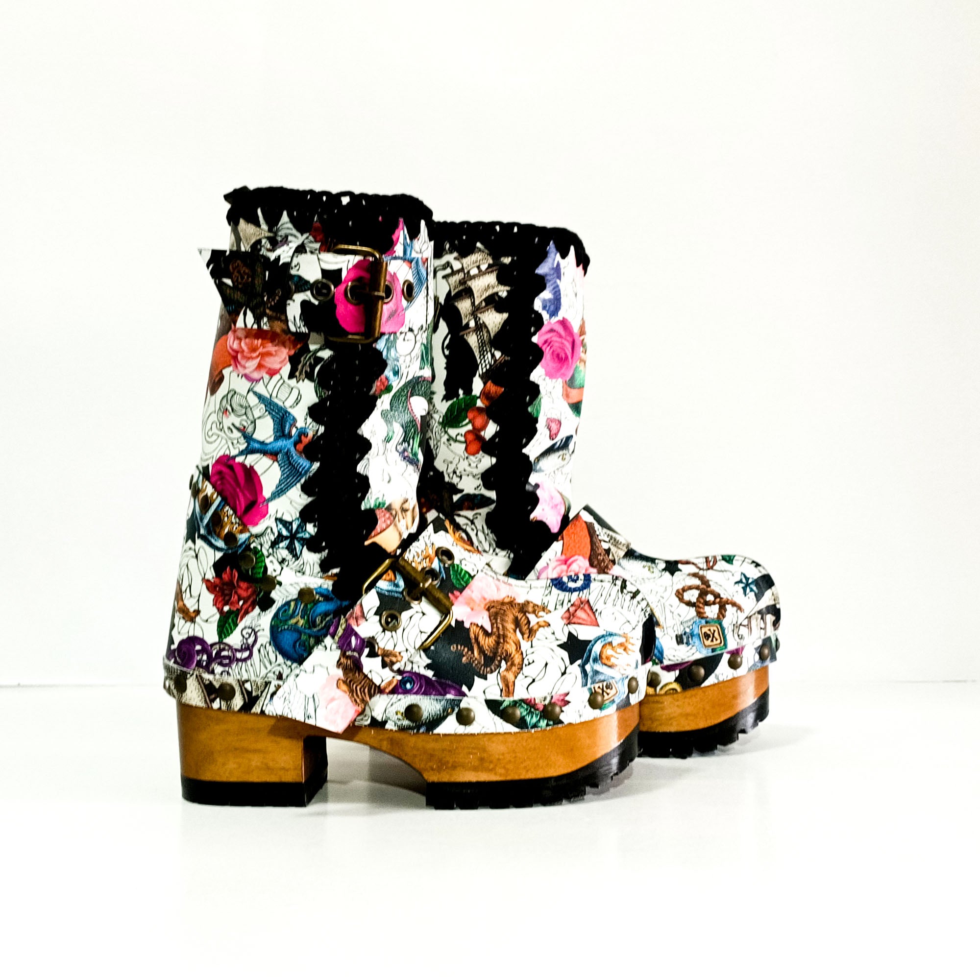 Vintage 70s Leather Platform Boots | Handmade Wooden Sole – Sol Caleyo