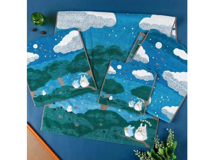 Totoro towels gently glow in the dark to set the Ghibli nighttime