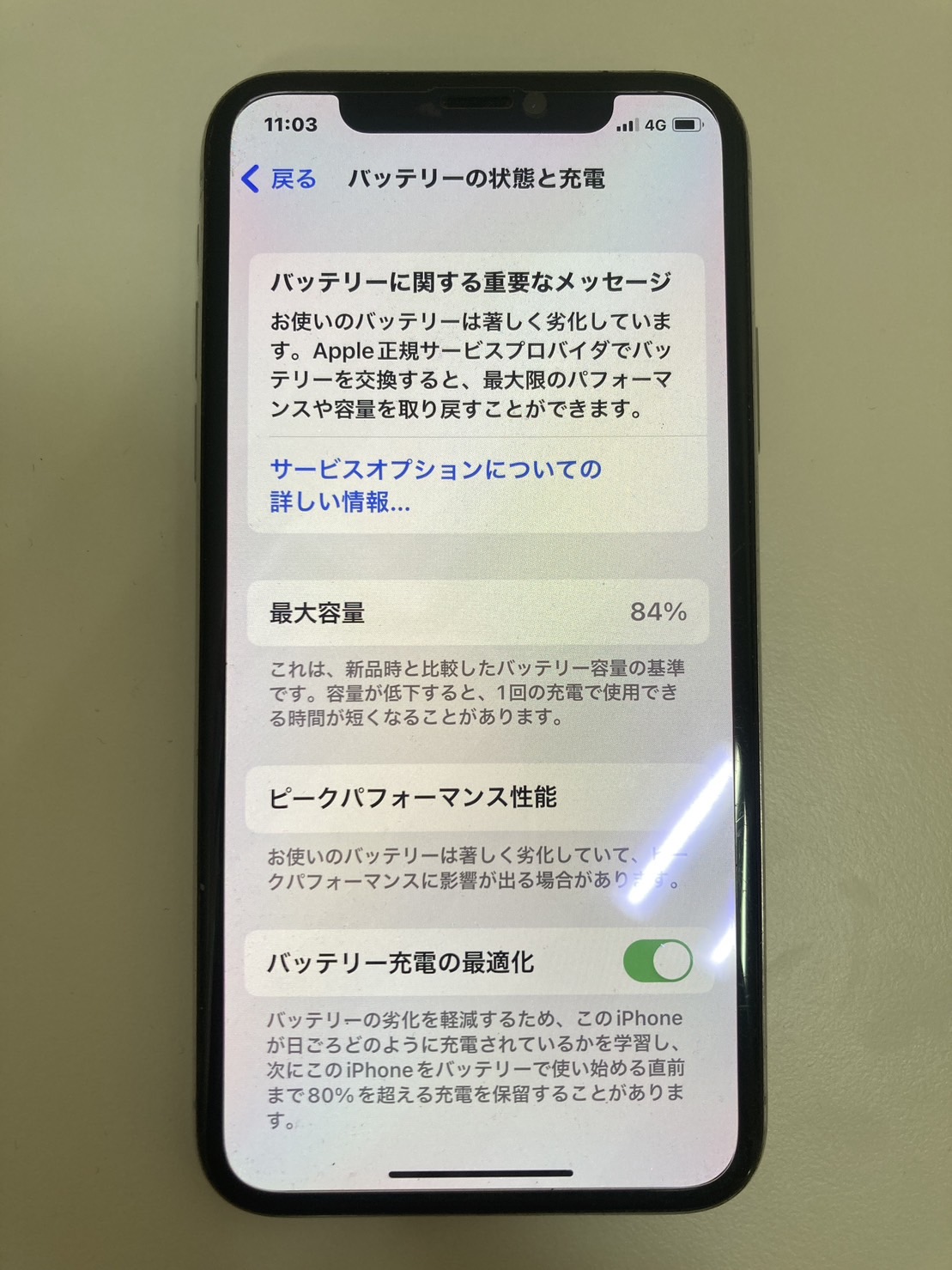 iPhone Xs Max 64GB/バッテリー容量76%/液晶割れあり バッテリー最大