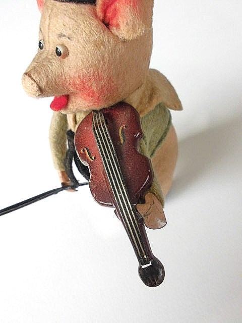 ゼンマイ仕掛けのトイ 豚さんのバイオリン弾き アンティーク ドイツ