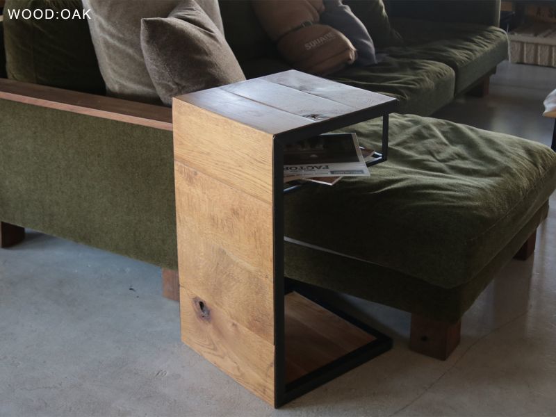 ≪サイドテーブル≫【無垢オーク×アイアン コの字型/サイドテーブル/2