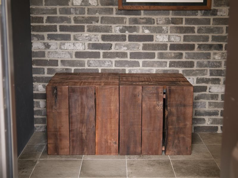 送料無料≪サイドテーブル≫【無垢ウォールナット/キューブサイド