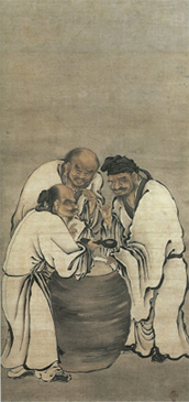 模写狩野松榮画、聖吸酸圖下絵、紙本三枚繋ぎ、 狩野