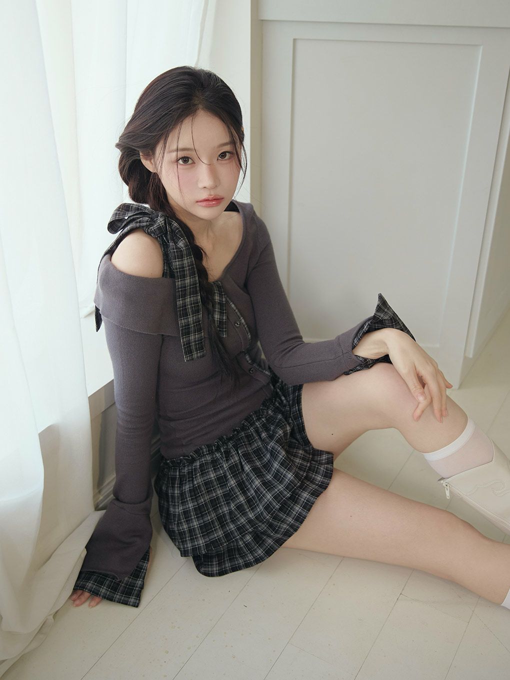 BUBBLES】チェックリボンワンショルワンピース | sparkling mall