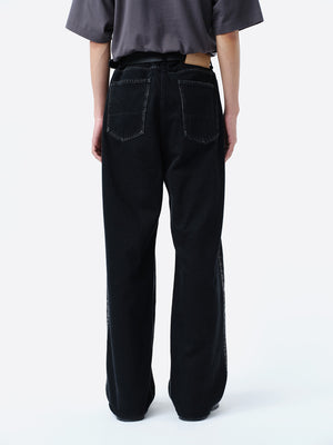 2TUCK WIDE DENIM PANTS -ENTASIS Mk-Ⅱ-【WASH BLACK】 – SUBLATIONS