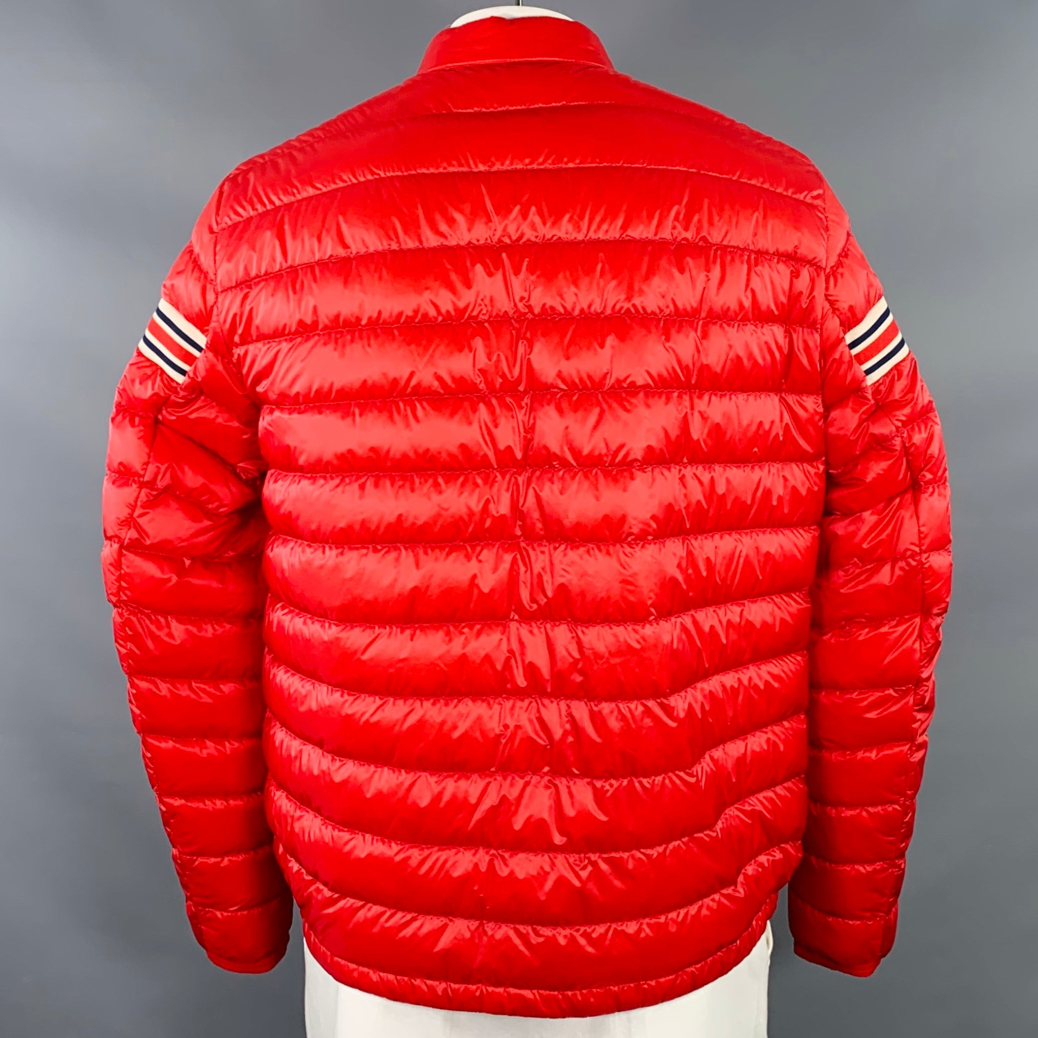 MONCLER Size XXXL Renald Red White Blue Quilted Nylon Jacket – Sui