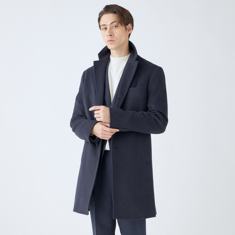 BL】ウールチェスターコート/ネイビー/NEW ZEALAND WOOL LIMITED