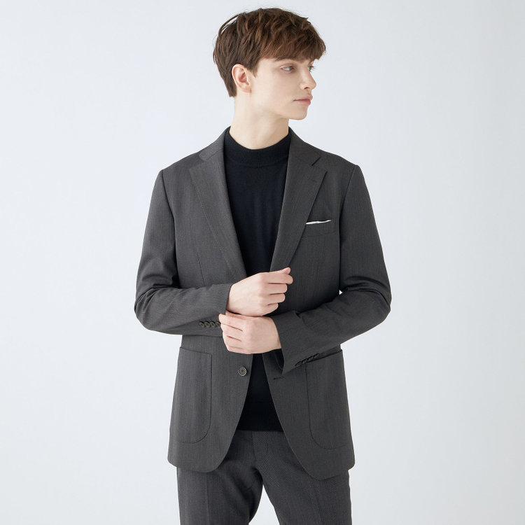 4S CROSS】【年間】セットアップジャケット/グレー×カルゼ/パッチ