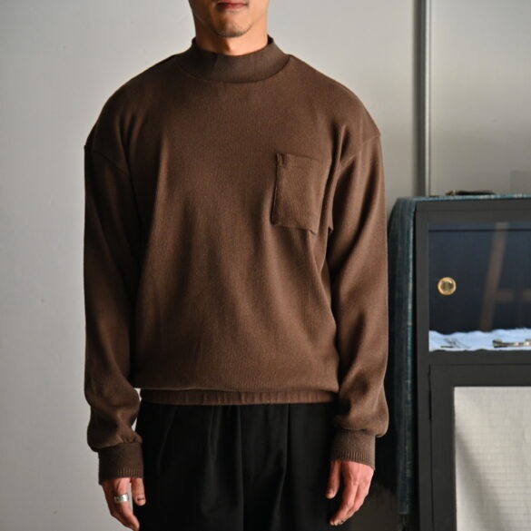 OLD JOE｜MOCK-NECK SILK NEP RIBED TOPS- STOTELA clothing store