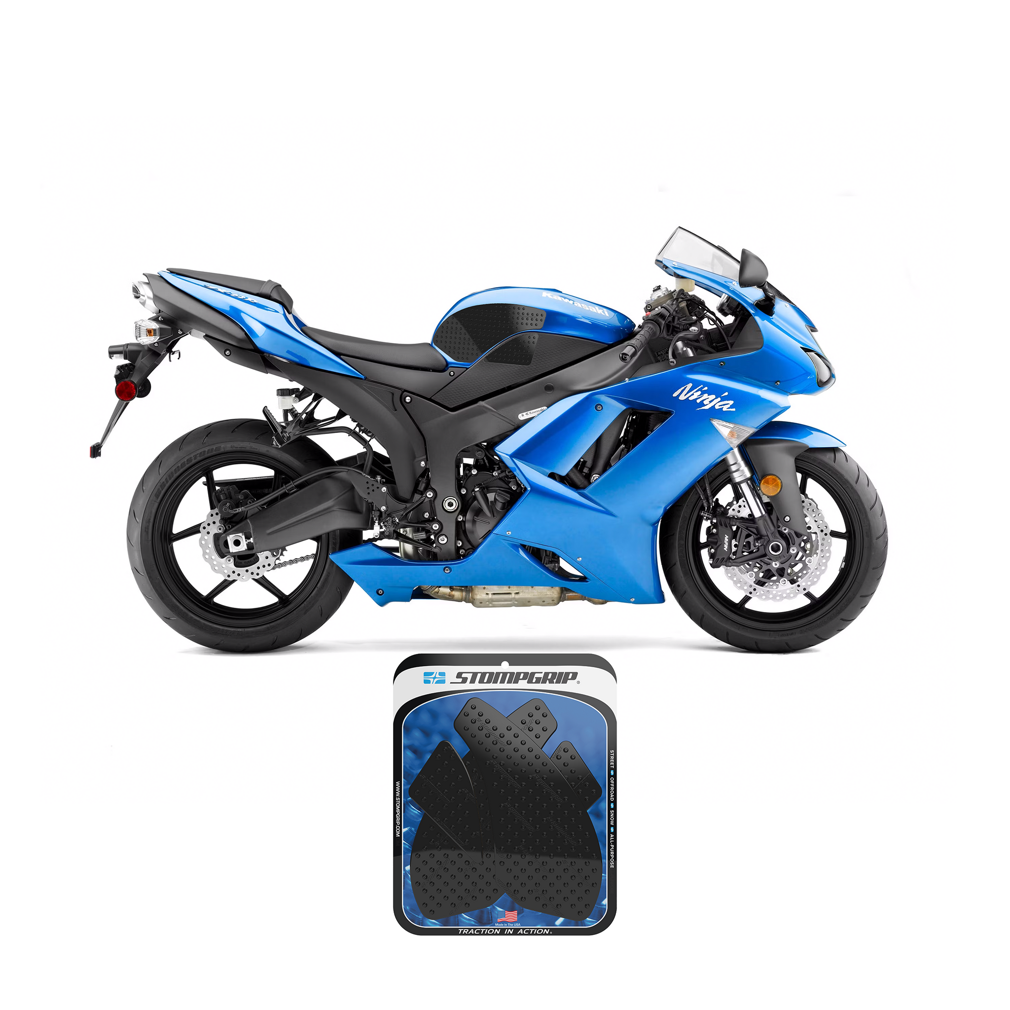 Stompgrip - Kawasaki Ninja ZX-6R 07-08 Tank Grips (0032)