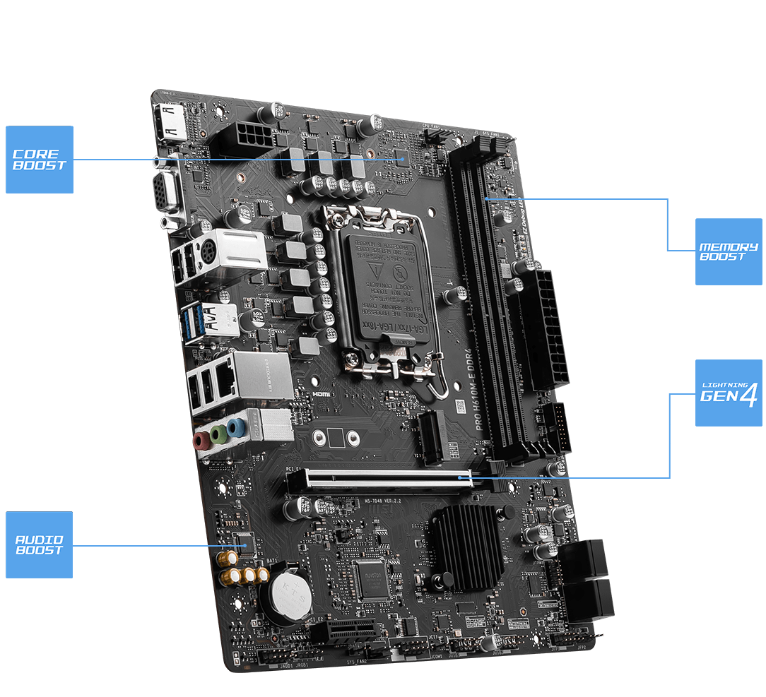 PRO H610M-E DDR4 Motherboard M-ATX - Intel 12th Gen Processors