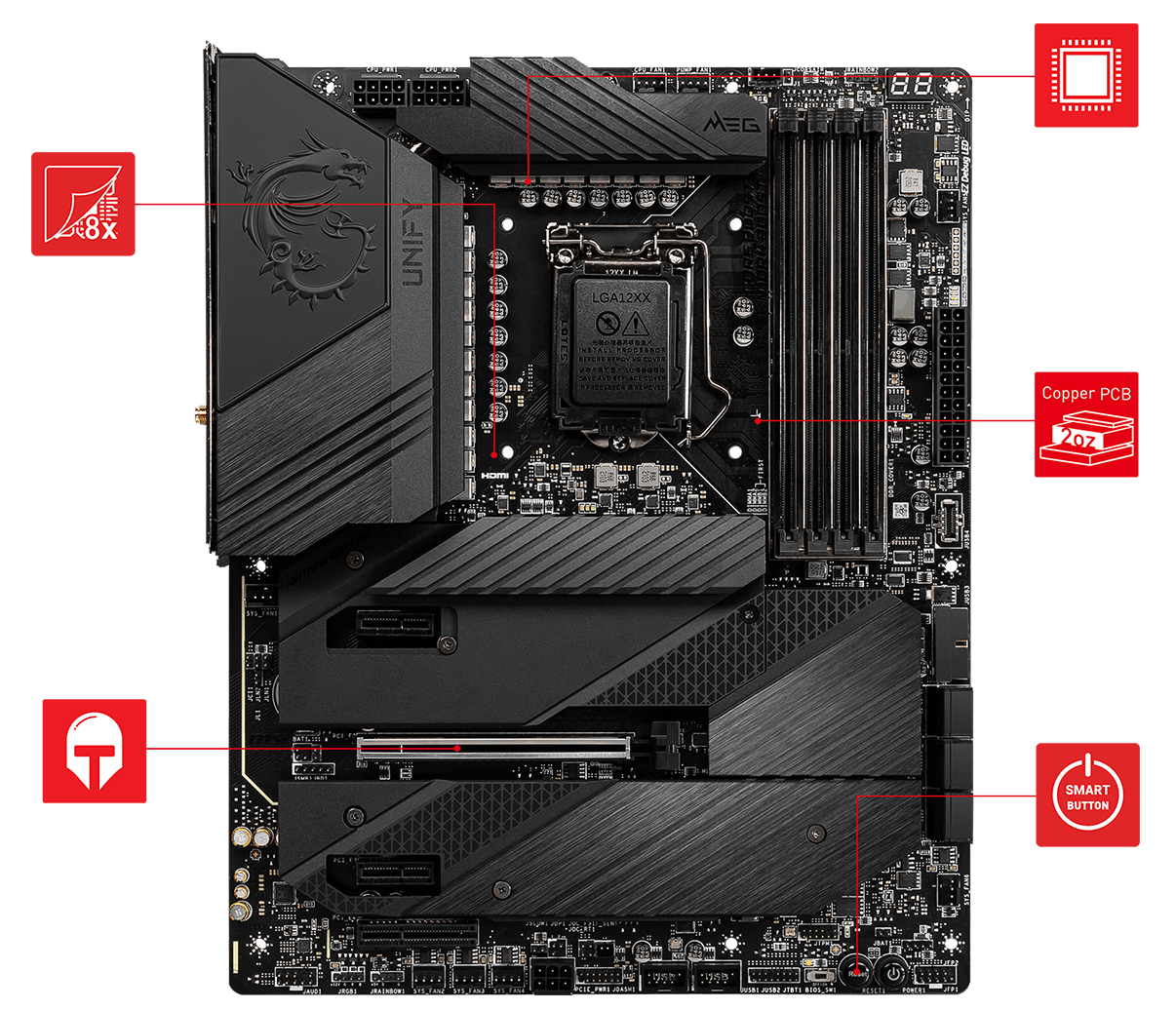 MSI MEG Z590 UNIFY Gaming Motherboard ATX - Supports Intel Core