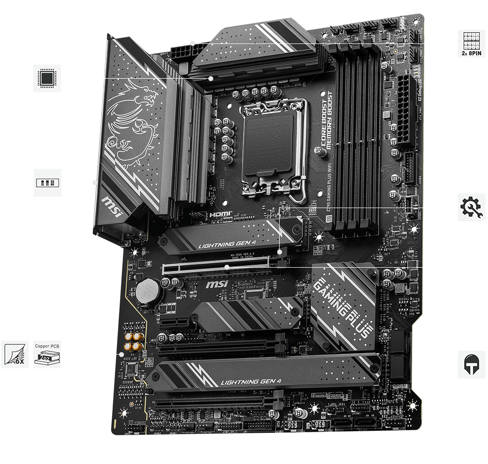 MSI Z790 GAMING PLUS WIFI, ATX - Intel 13th/12th Gen - 14 Phases
