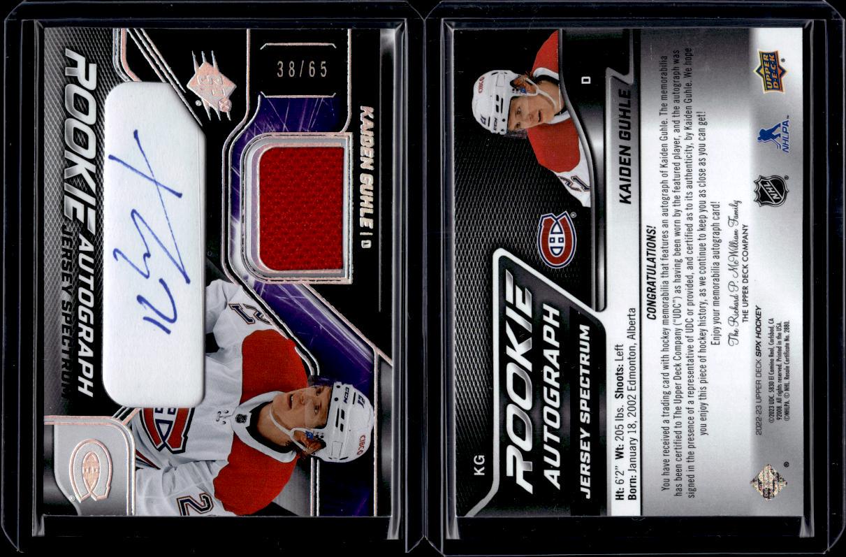 Kaiden Guhle [Jersey Spectrum] #KG Prices | 2022 SPx Rookie