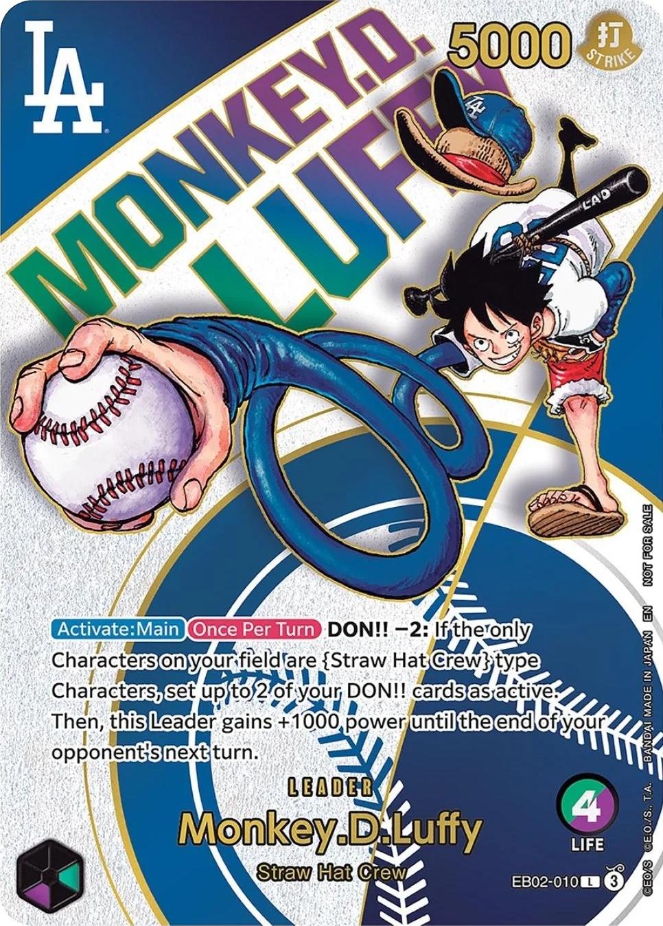 PSA10/球場限定配布】LAドジャース/ワンピース麦わら帽子&ルフィカード