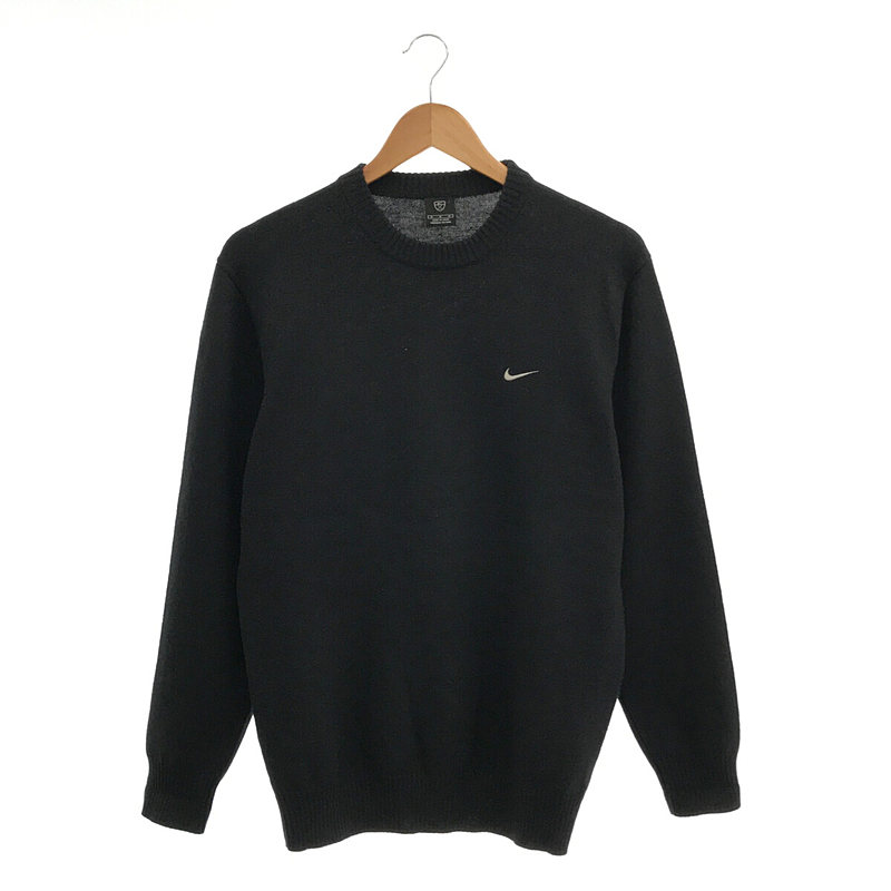 メリノ ウール スウォッシュ ロゴ 刺繍 クルーネック ニット セーター