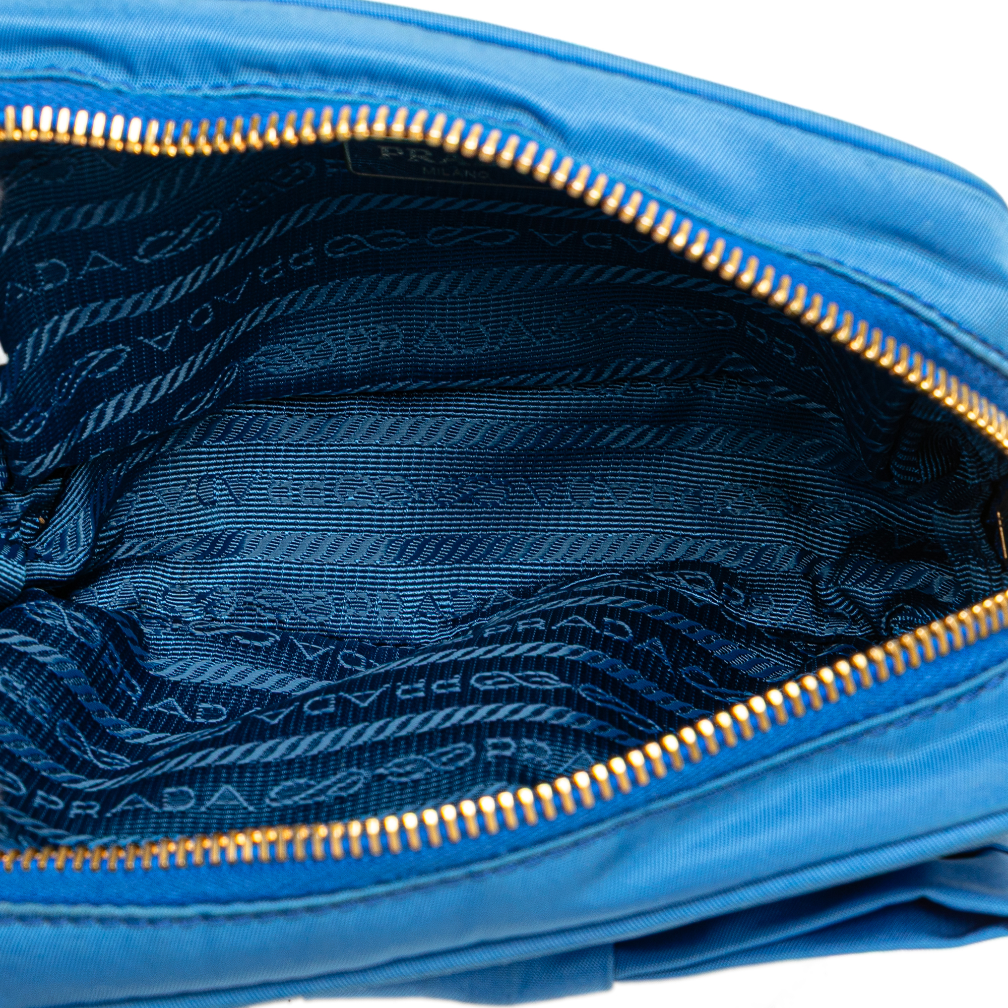 Authenticated Prada Tessuto Fiocco Bow Crossbody Blue Nylon Fabric