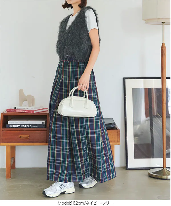 チェック柄タックプリーツスカート [M4133] - レディースファッション