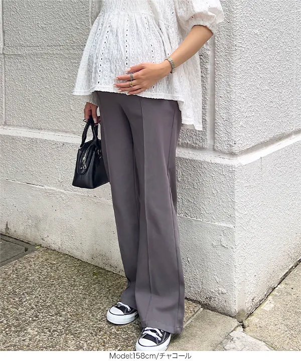 mamaレタス ]のびのびストレッチセンターラインマタニティパンツ