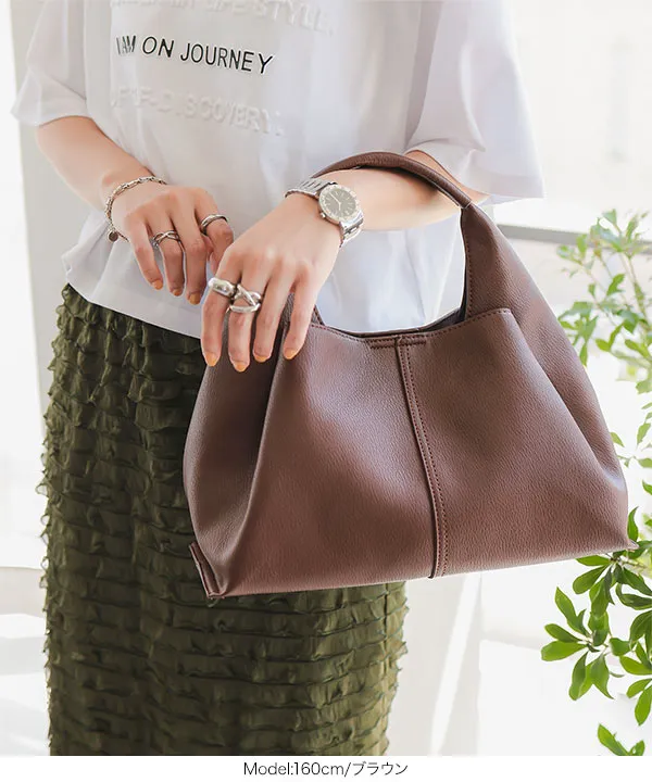 ソフトフェイクレザーワンハンドルバッグ [B1587] - レディース