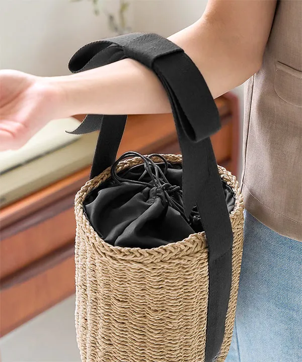 リボンハンドルバケツカゴバッグ [B1610] - レディースファッション