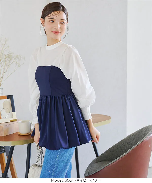 バルーンペプラムベアトップス [C6955] - レディースファッション通販